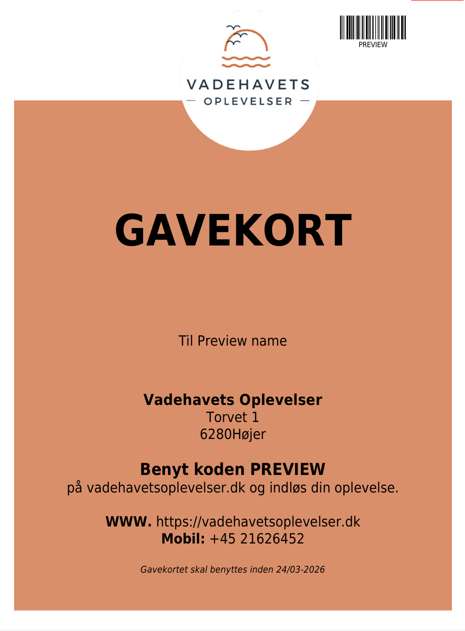 Gavekort som PDF