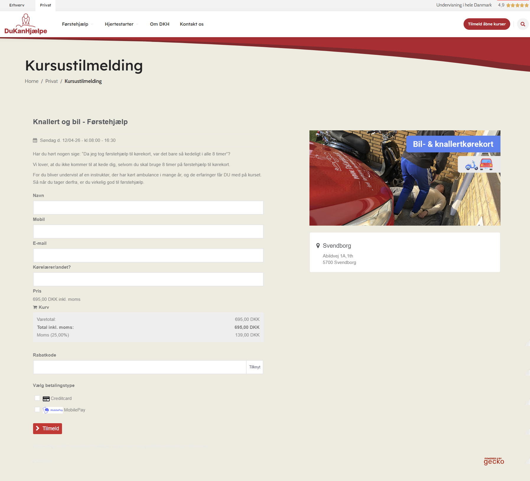 Du Kan Hjælpes tilmeldingsflow online