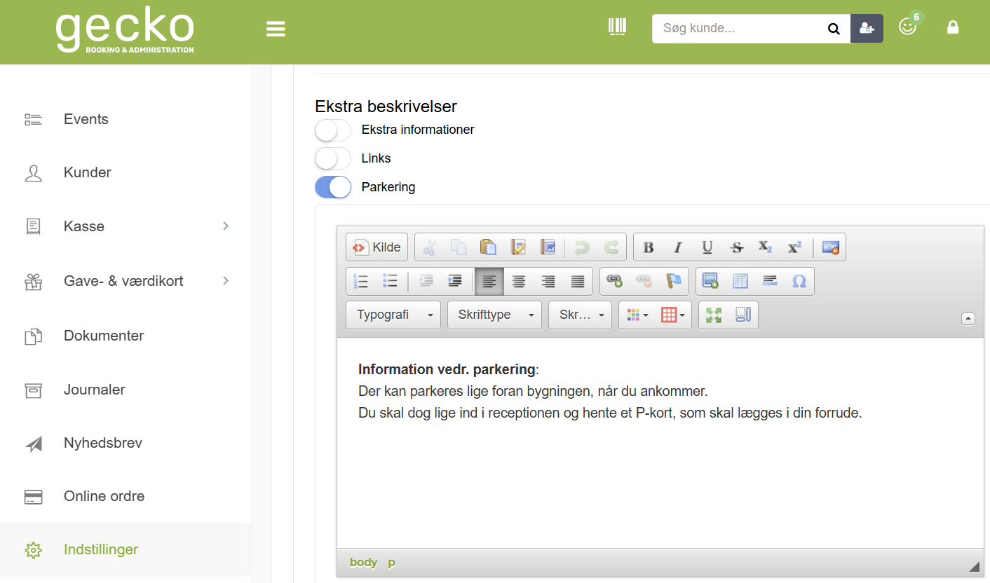 Ekstra felter i systemet