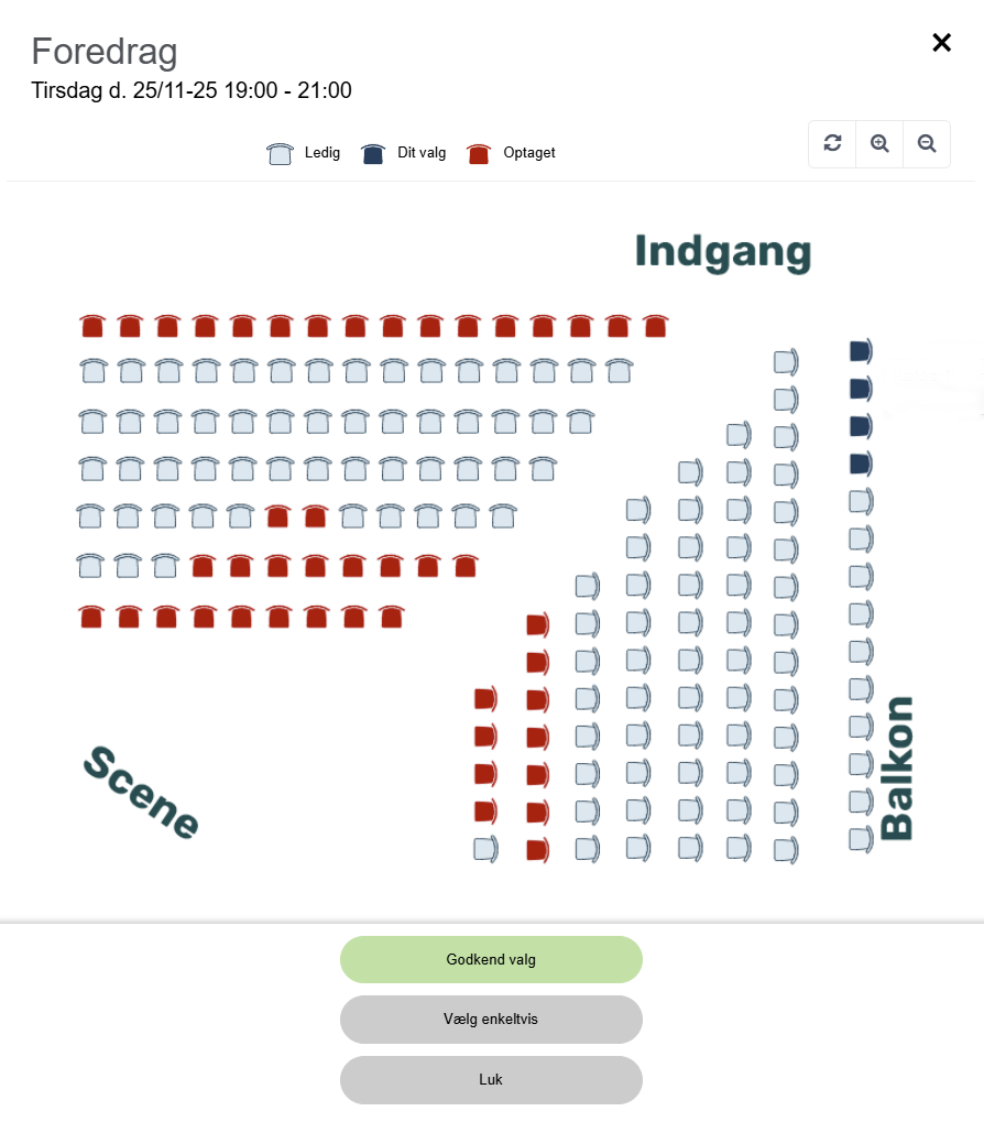 Vælg plads ved tilmelding