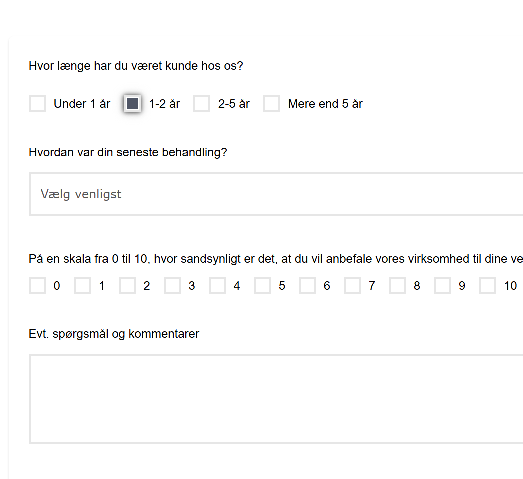 Redigering af spørgsmål og struktur