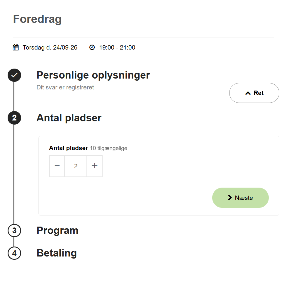 Tilmelding til event
