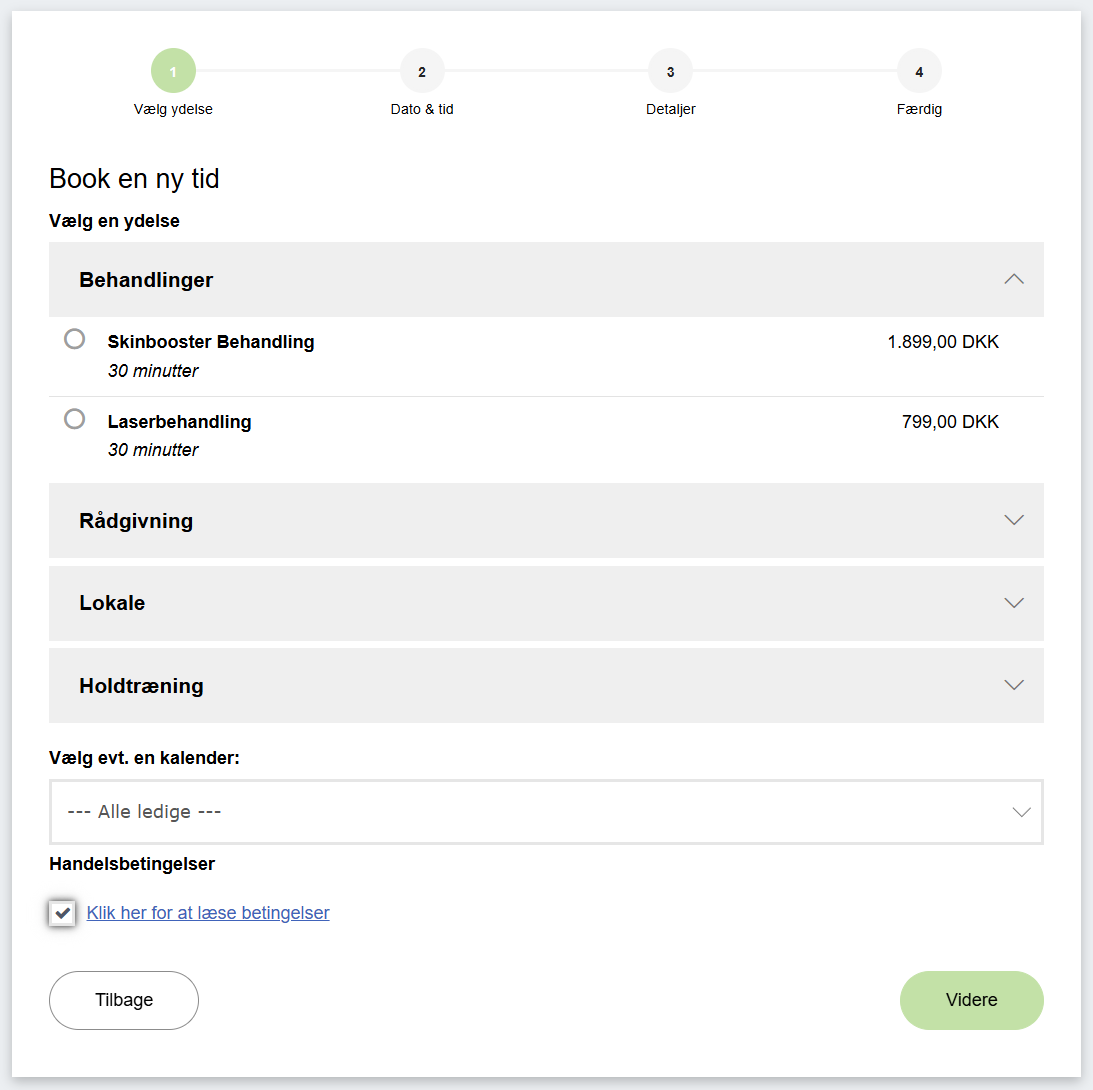 Online booking visning